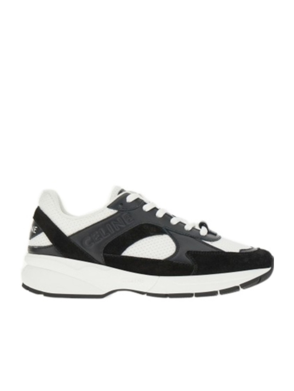 Celine Black & White Suede and Calfskin Low Lace Runner 30